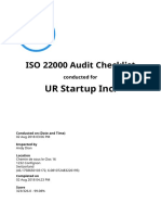 ISO 22000 Audit Checklist Report