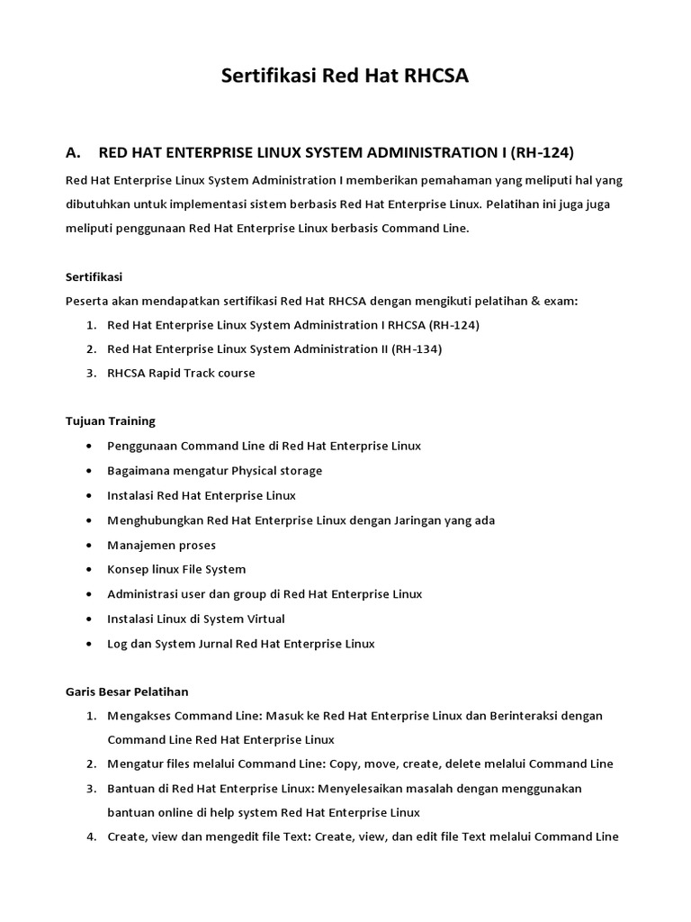 Sertifikasi RHCSA Red Hat Linux | PDF
