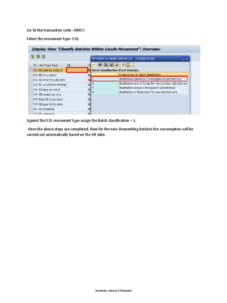 Classification Activation For 531 Movement Type | PDF