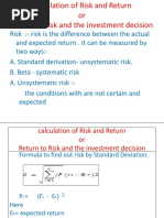 Calculation of Risk