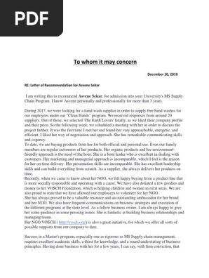 Recommendation letter