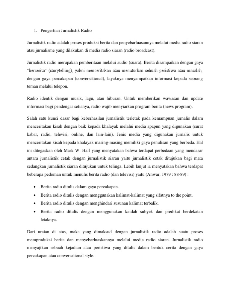 Pengertian Jurnalistik Radio