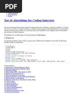 Top 10 Algorithms For Coding Interview PDF