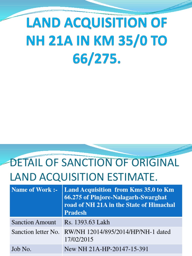 Pinjore-Nalagarh Land Acquisition Details | PDF | Rupee | Business