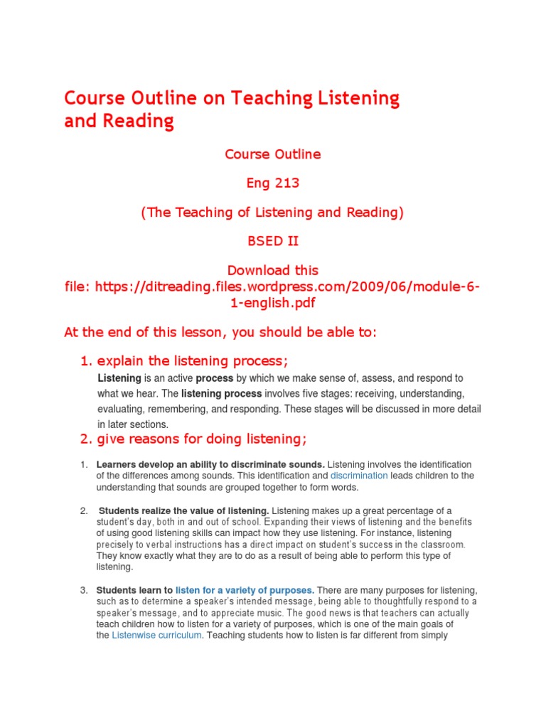 Teaching Listening and Reading Skills | PDF | Reading Comprehension ...