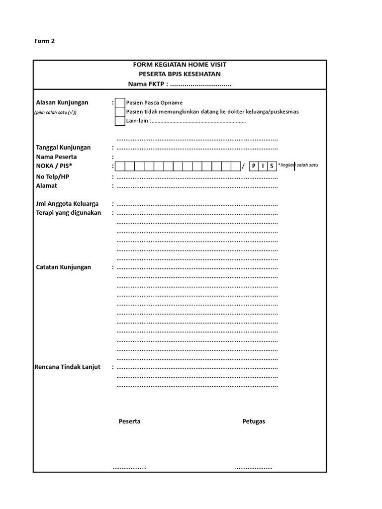 Format Kunjungan Rumah BPJS Kesehatan | PDF | Pengelolaan Keuangan ...