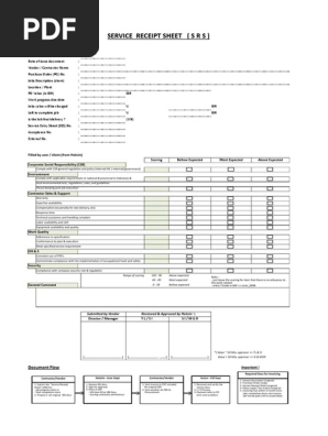 SRS (Service receipt sheet)  blank form