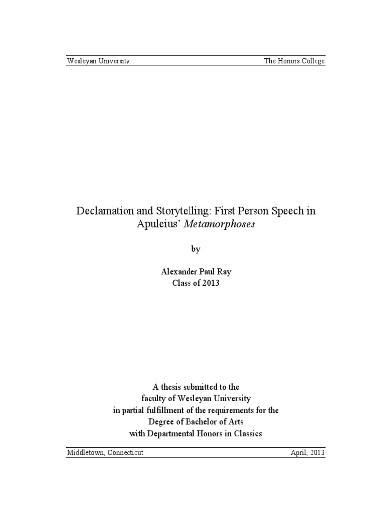 Declamation in Apuleius' Metamorphoses | PDF | Narrative | Rhetoric