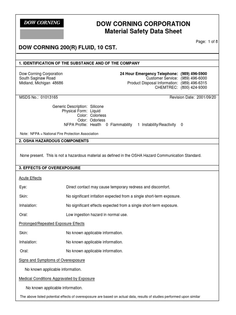 C10 Silicone MSDS | PDF | Sewage Treatment | Dangerous Goods
