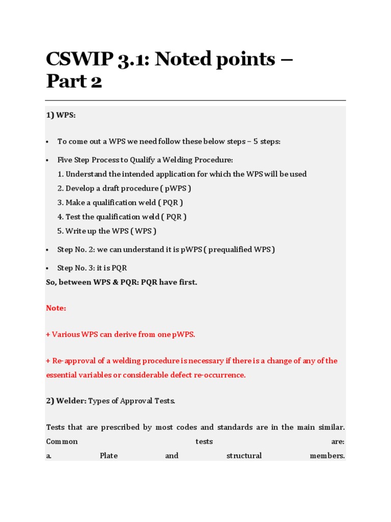 PART 38 CSWIP 3.1 Noted Points - Part 2 | PDF | Ultimate Tensile ...
