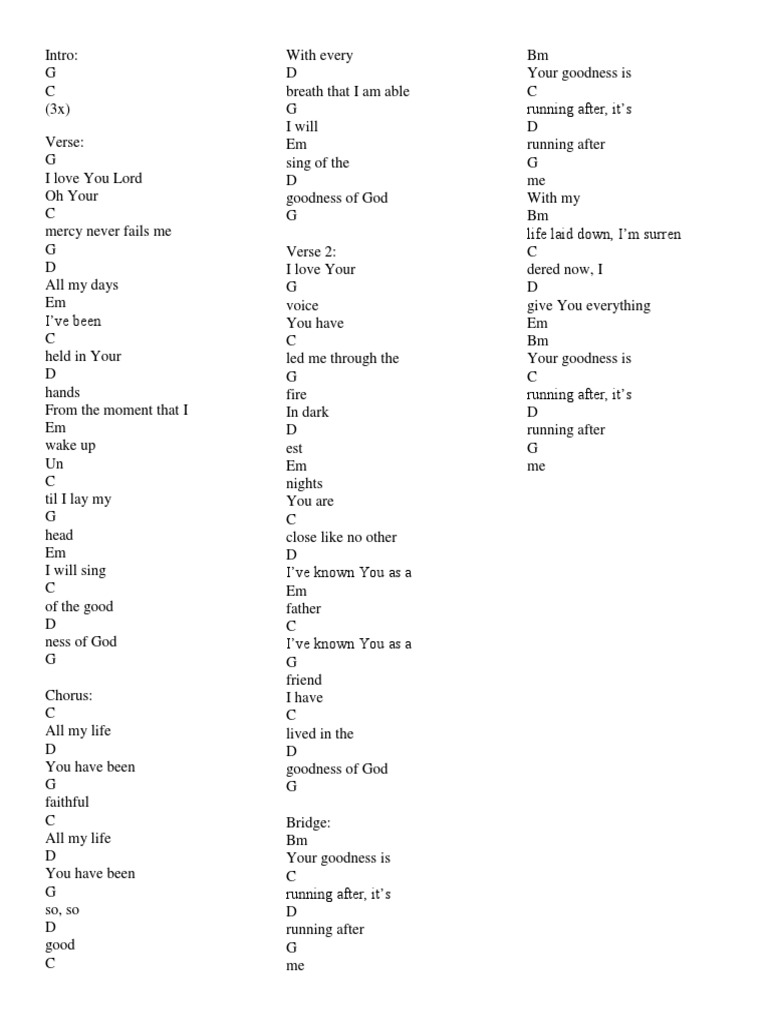 Goodness of God Lyrics and Chords | PDF