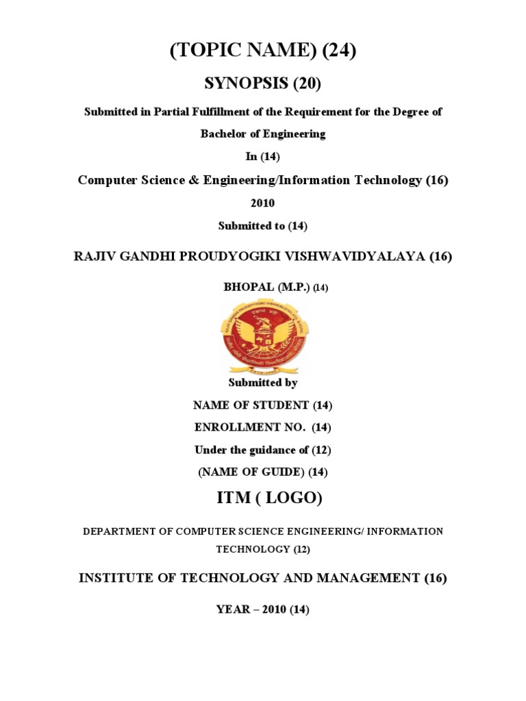 Synopsis Format Pdf Thesis Academic Degree