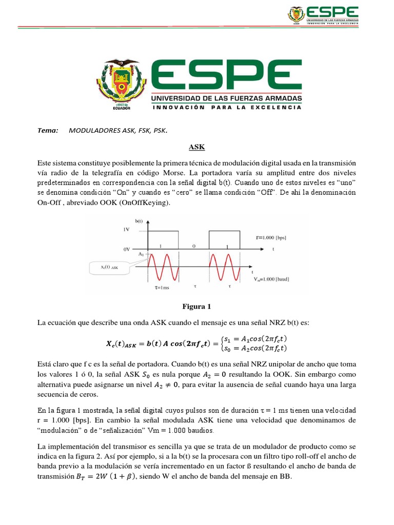 Moduladores Ask, FSK, PSK | PDF | Modulación | Protocolos de capa física