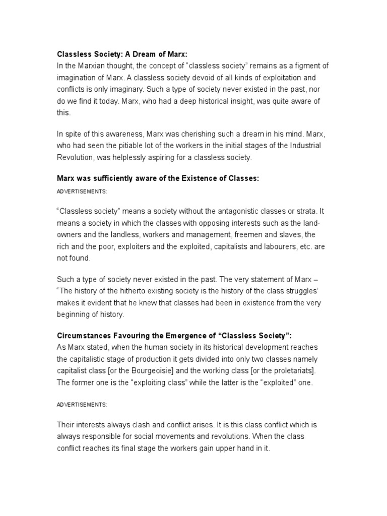 CLASSLESS SOCIETY DEFINITION intelligence overview