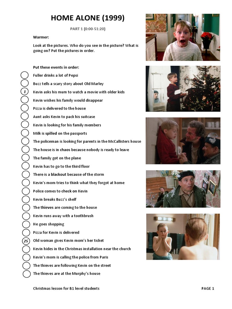 Home Alone 1: B1 Lesson Plan | PDF