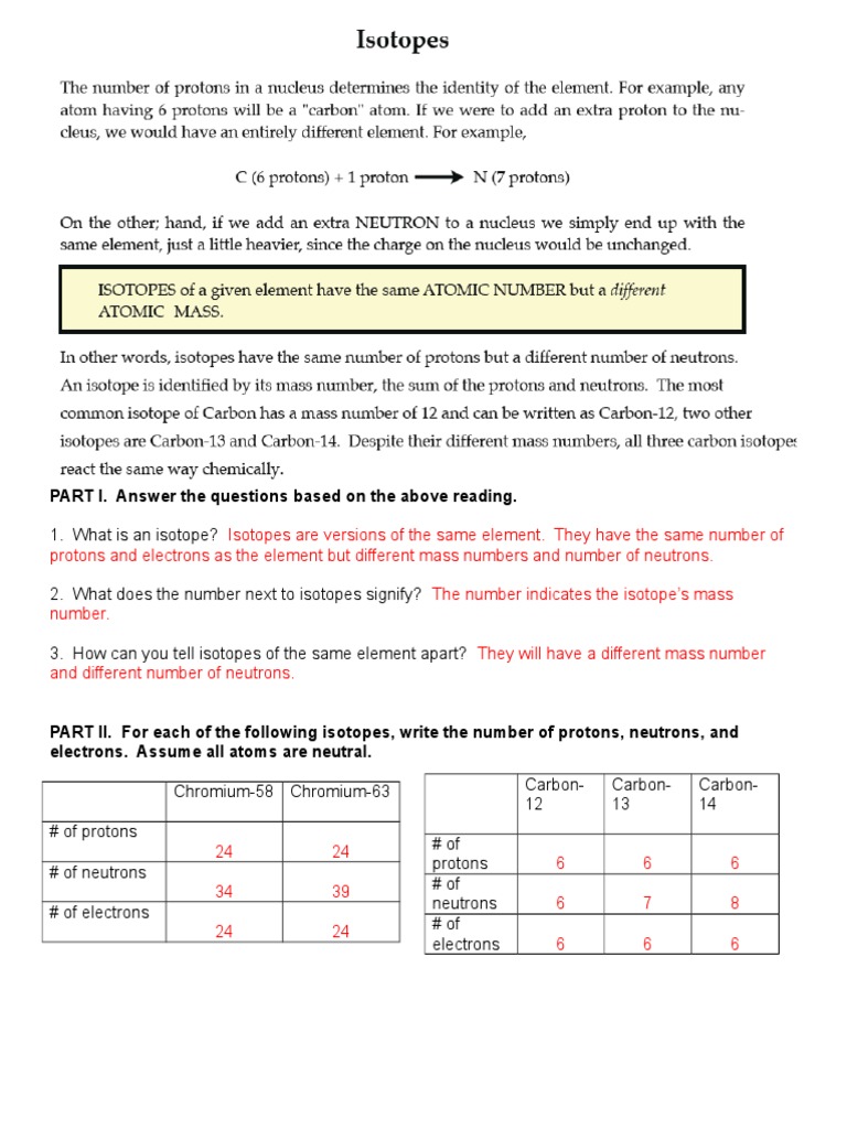 Why Are Some Isotopes Radioactive Worksheet Answers