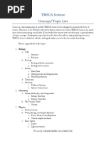 TMSCA Science Concepts List