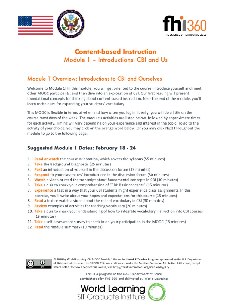 CBI MOOC Module 1 Packet PDF | PDF | Massive Open Online Course ...