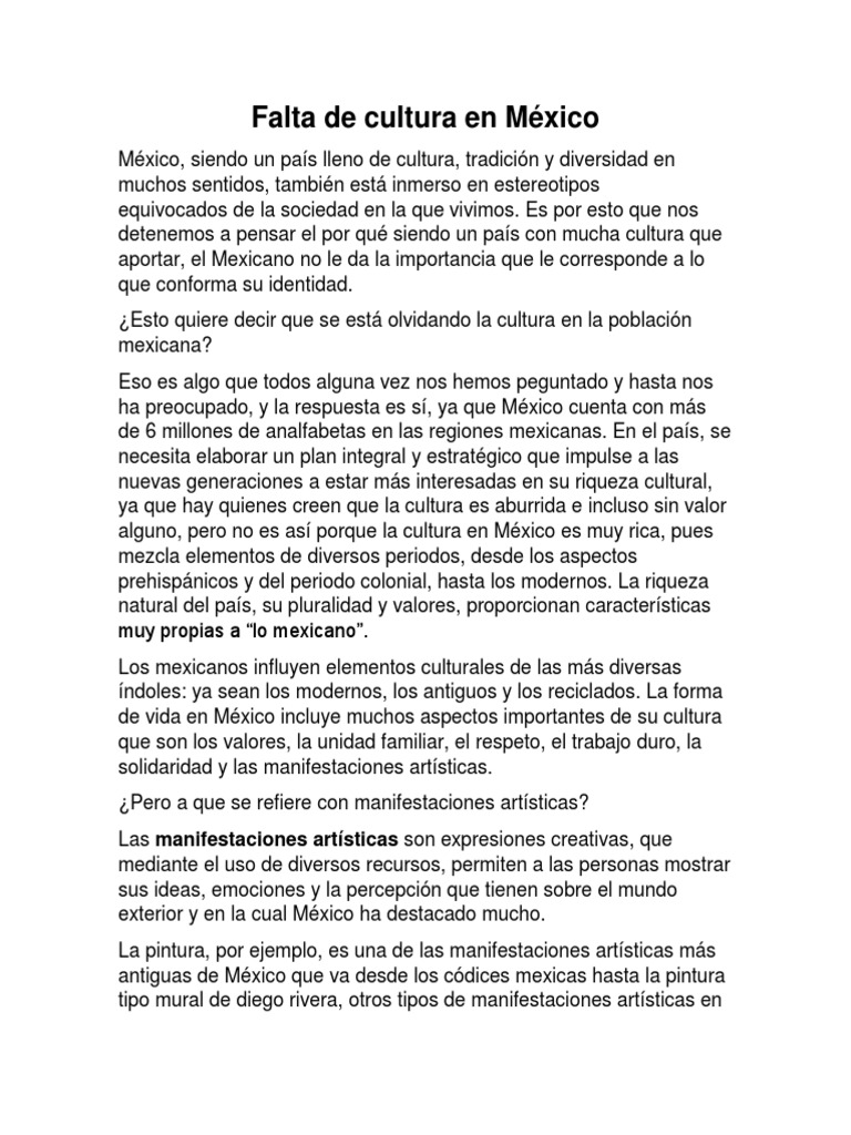 La falta de cultura en México | PDF | México | Estereotipos