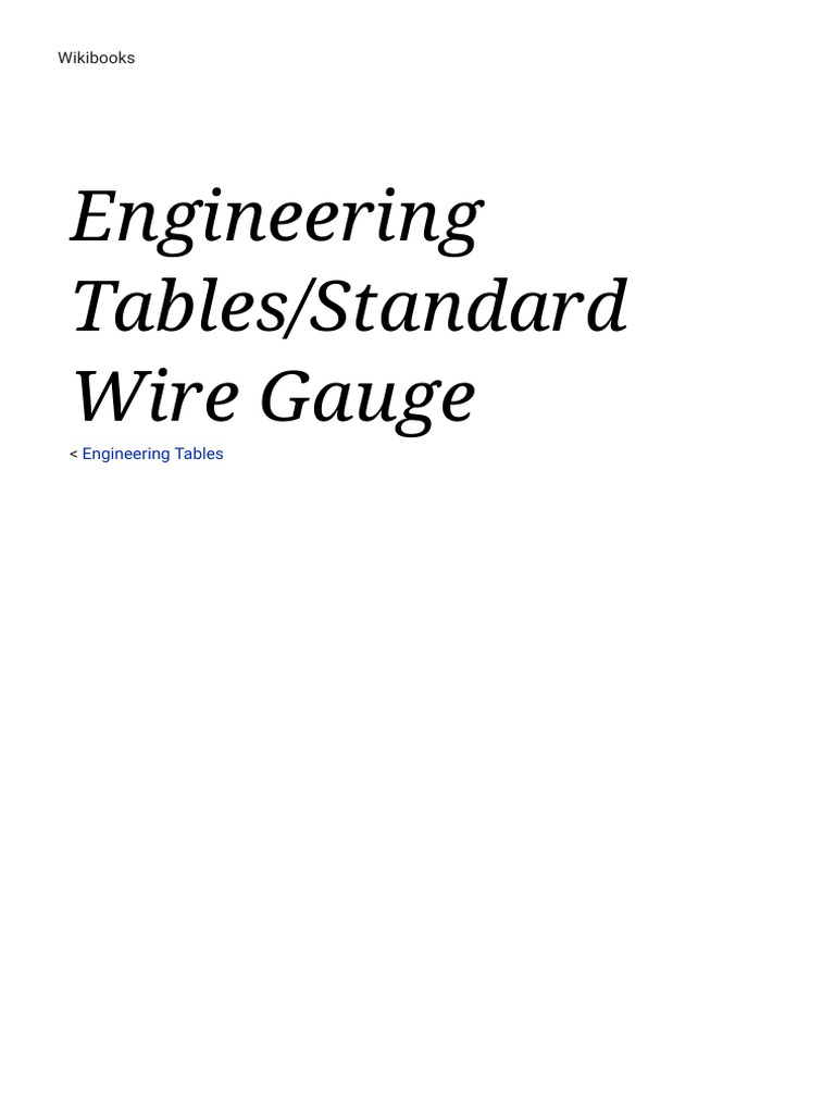 Engineering Tables Standard Wire Gauge Wikibooks, Open Books For An