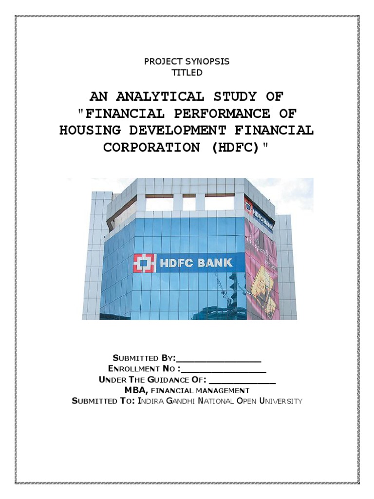 Mba Finance Project Report Synopsis PDF | Download Free PDF | Banking ...
