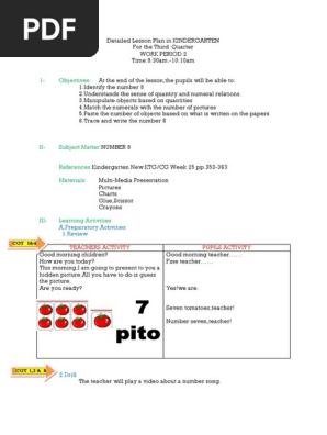 Detailed Lesson Plan in KINDERGARTEN 3rd Quarter