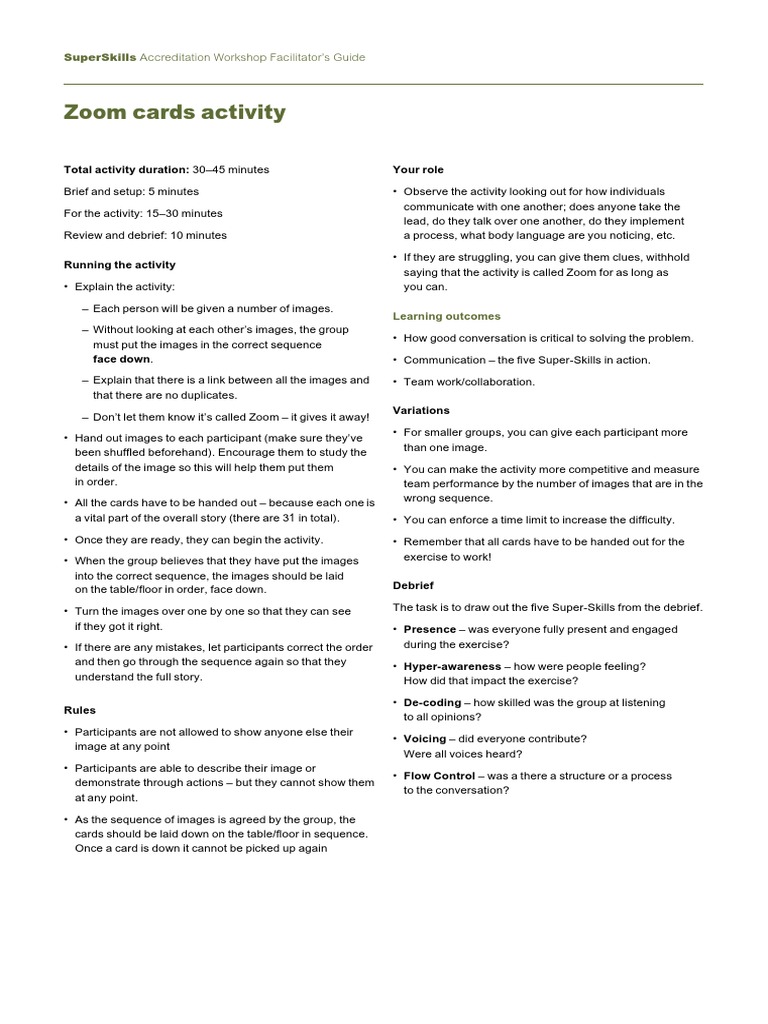 Zoom Cards Activity Overview | PDF | Human Communication | Communication