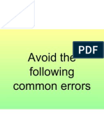Avoid The Following Common Errors
