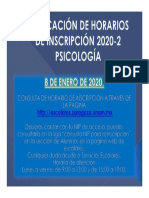 Horarios de Reinscripcion 2020-2 Psicologia