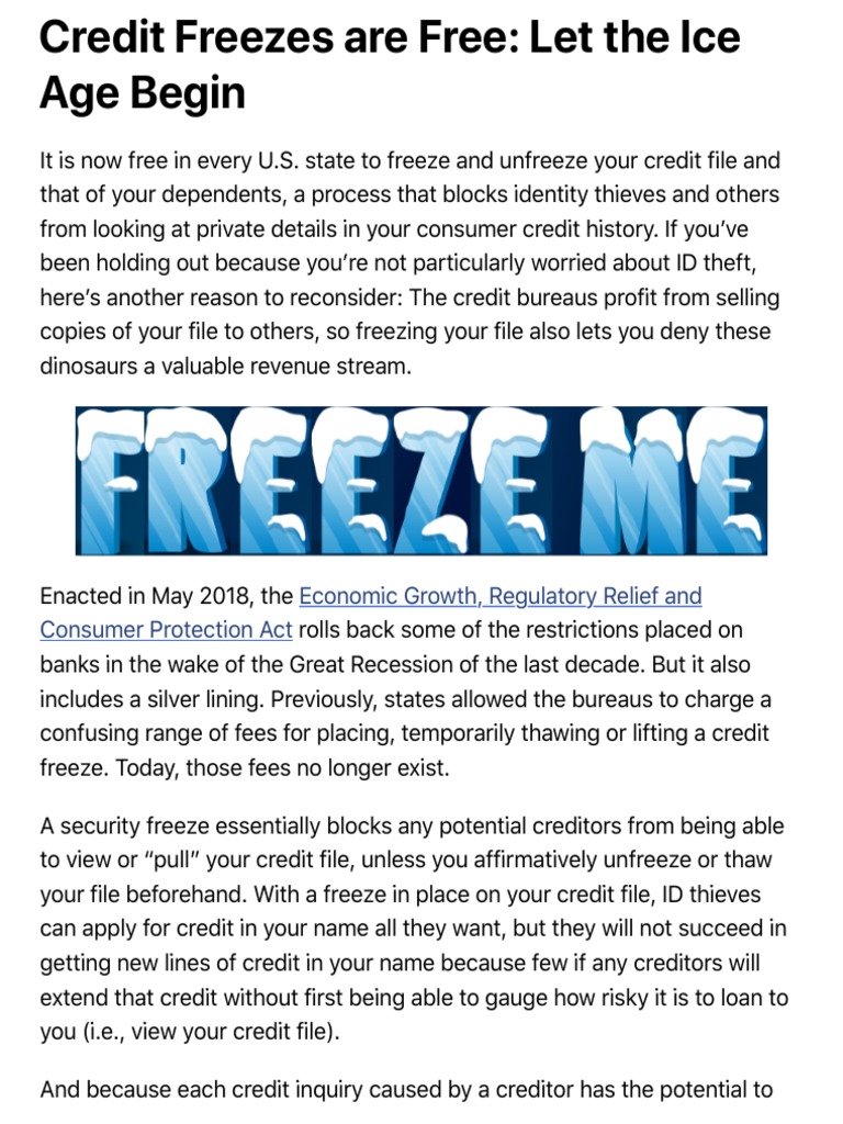 Credit Freezes Are Free Let The Ice Age Begin Krebs On Security