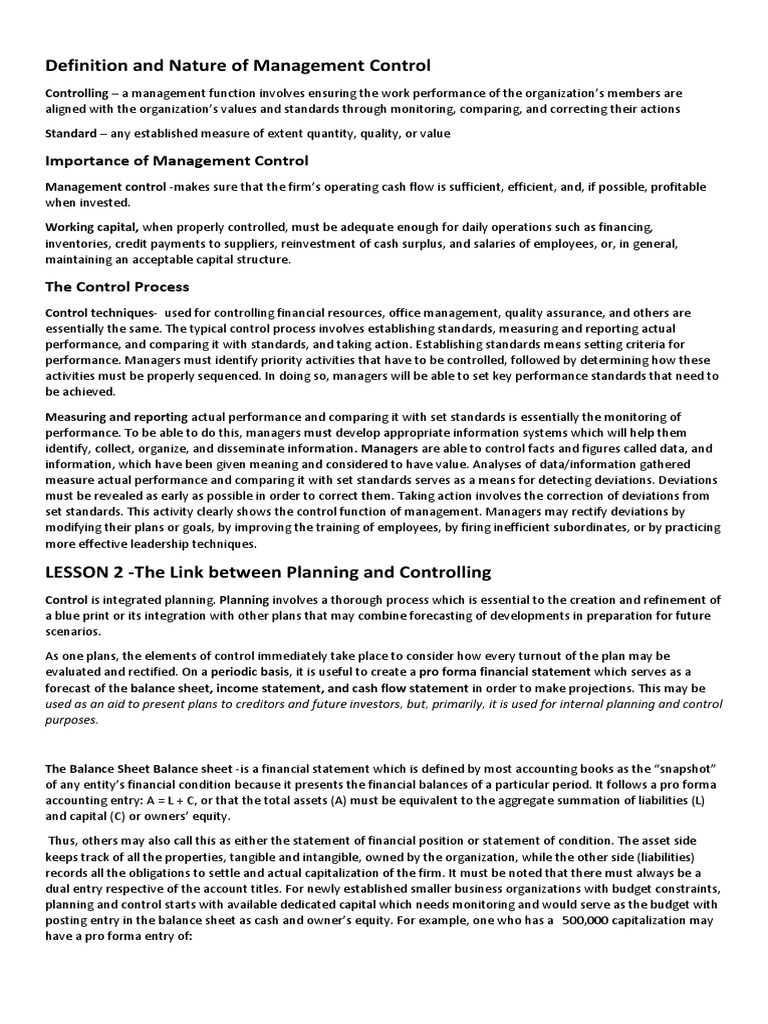 Understanding Management Control Systems | PDF | Balance Sheet | Debits ...