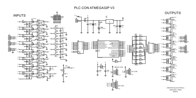 PLC with ATmega32P Schematic | PDF