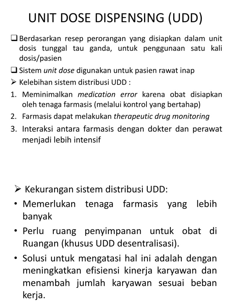 Sistem Unit Dose Dispensing (UDD) | PDF | Sains & Matematika