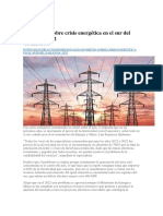 0 Advierten sobre crisis energética en el sur del país en el 2022