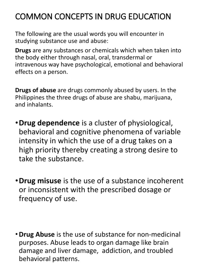Common Concepts in Drug Education