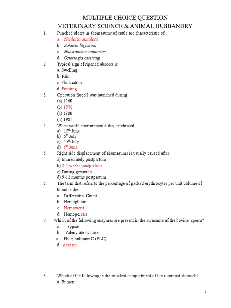 Important Vet Mcqs PDF Virus Enzyme