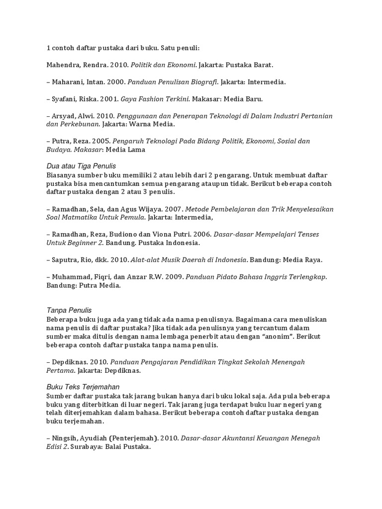 Sumber Sumber Daftar Pustaka