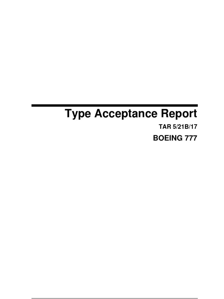 Boeing 777 Type Acceptance Report | PDF | Federal Aviation ...