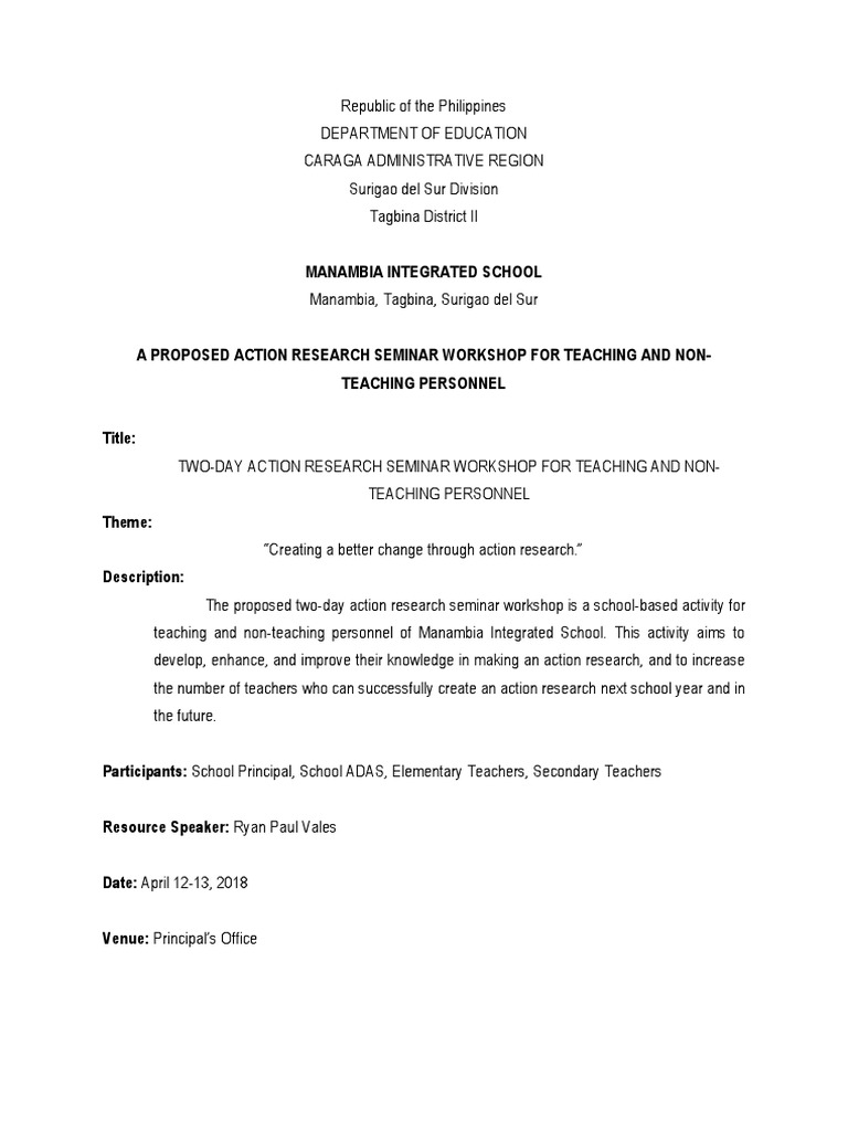 Action Research Seminar Workshop Proposal | PDF | Action Research ...