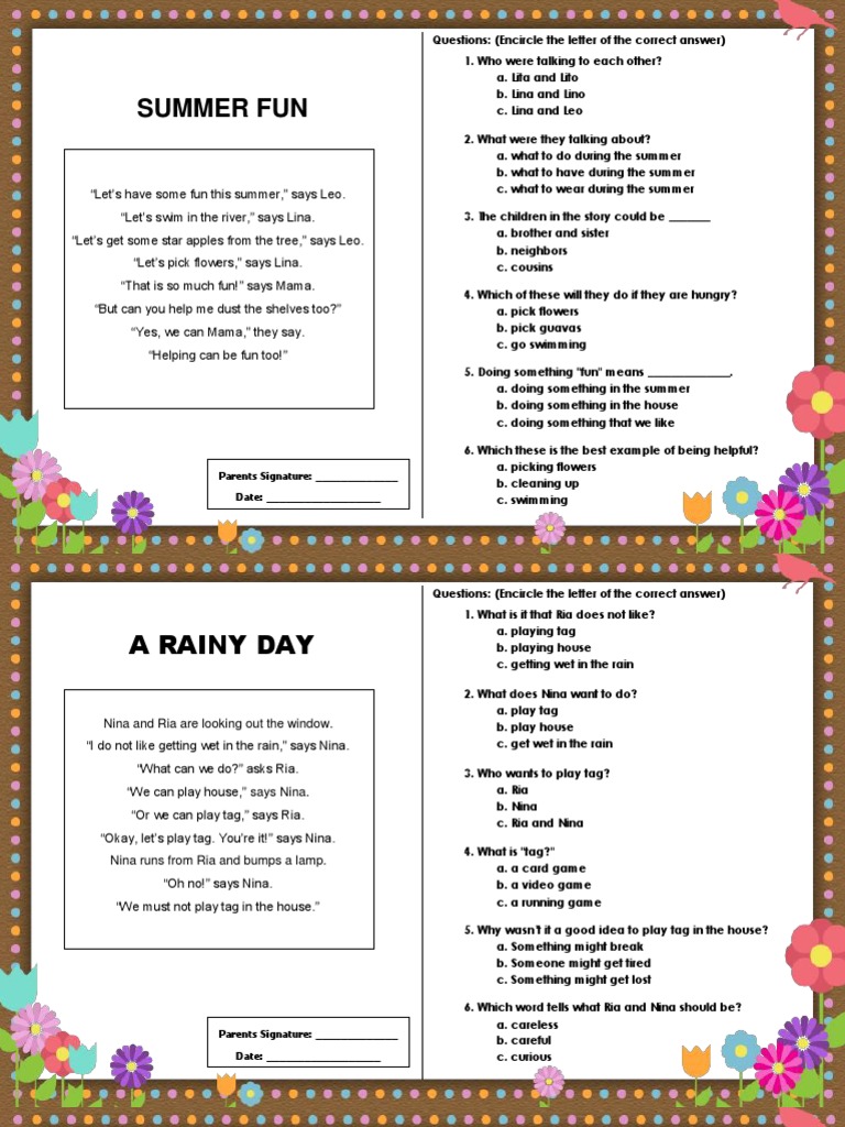 Phil Iri Grade 3 Passages Printable