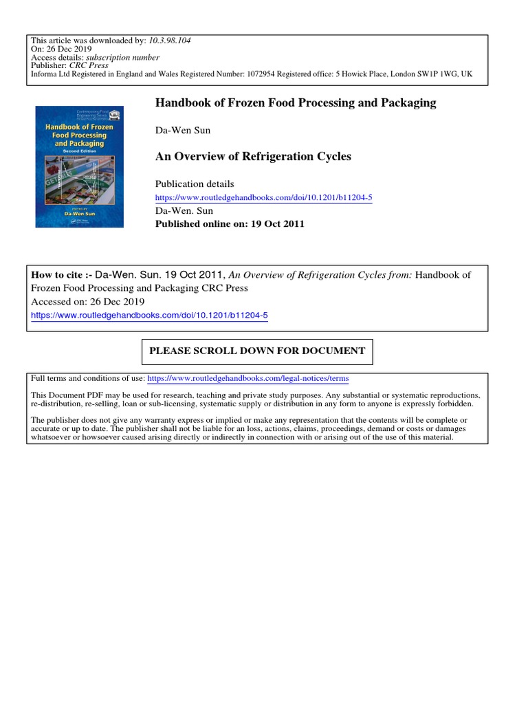 Overview Handbook of Frozen Food Processing and Packaging PDF PDF