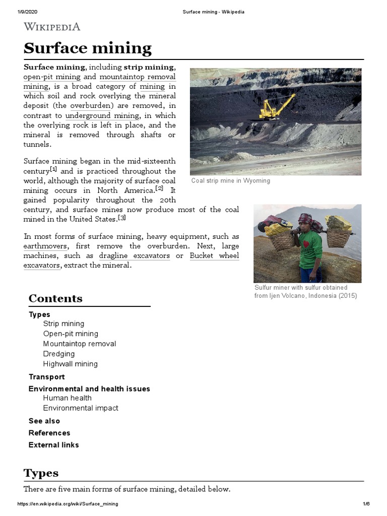Types and Impact of Surface Mining | PDF | Surface Mining | Coal Mining