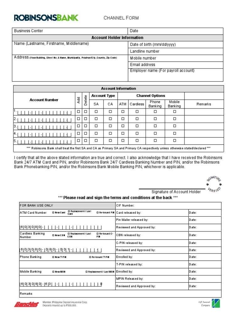 RWALLET Channel Form PDF | PDF | Personal Identification Number ...
