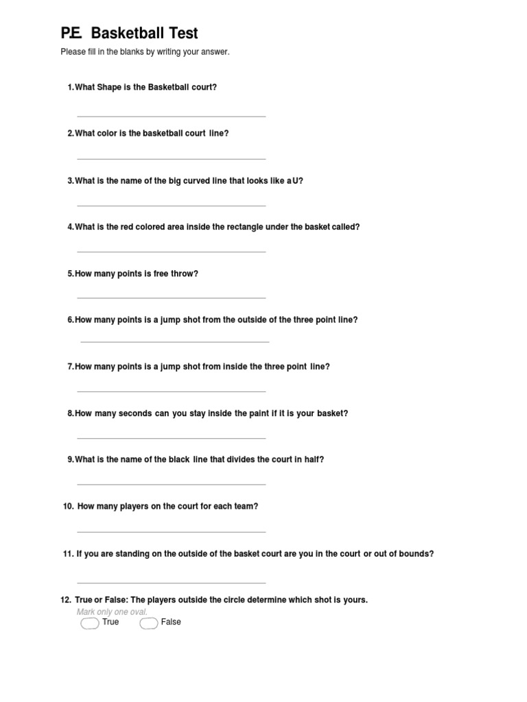 Walker Basketball Test PDF Games Of Physical Skill Teams