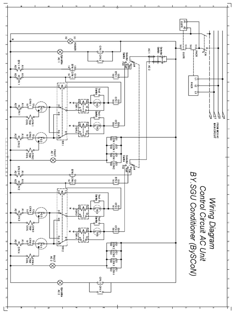 Wiring diagram for a multi-circuit air conditioning unit control system