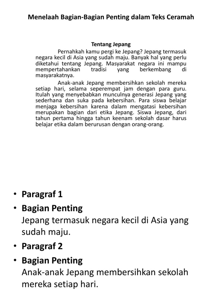 Menelaah Bagian Bagian Penting Dalam Teks Ceramah