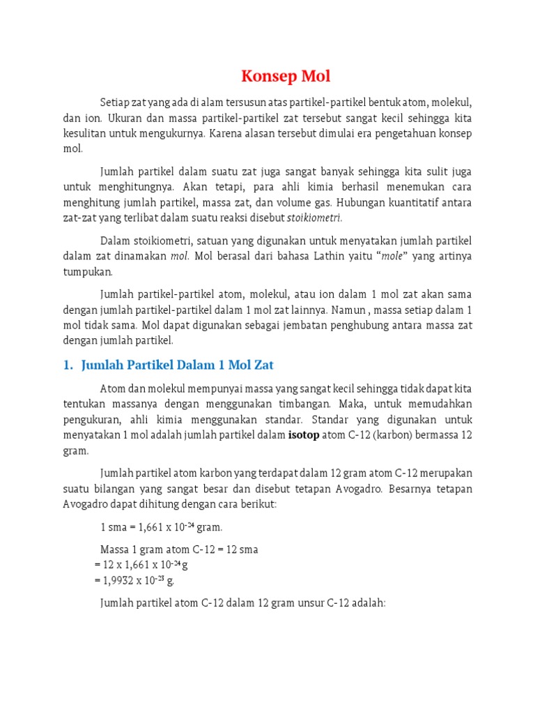 Konsep Mol: Stoikiometri dan Perhitungan | PDF | Metode & Bahan Ajar ...