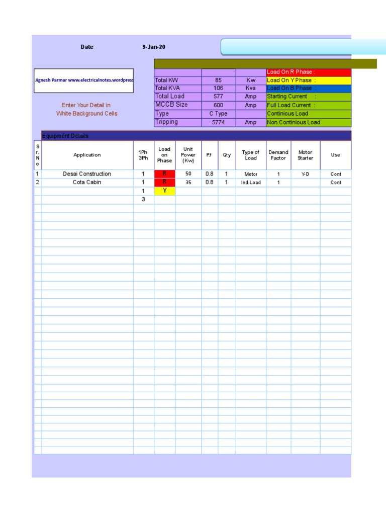 Electrical Load Calculation and Analysis | PDF | Kilowatt Hour ...