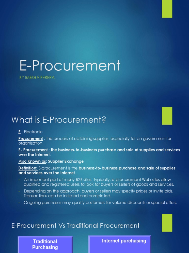 E-Procurement: Definition and Benefits | PDF | Accountability ...