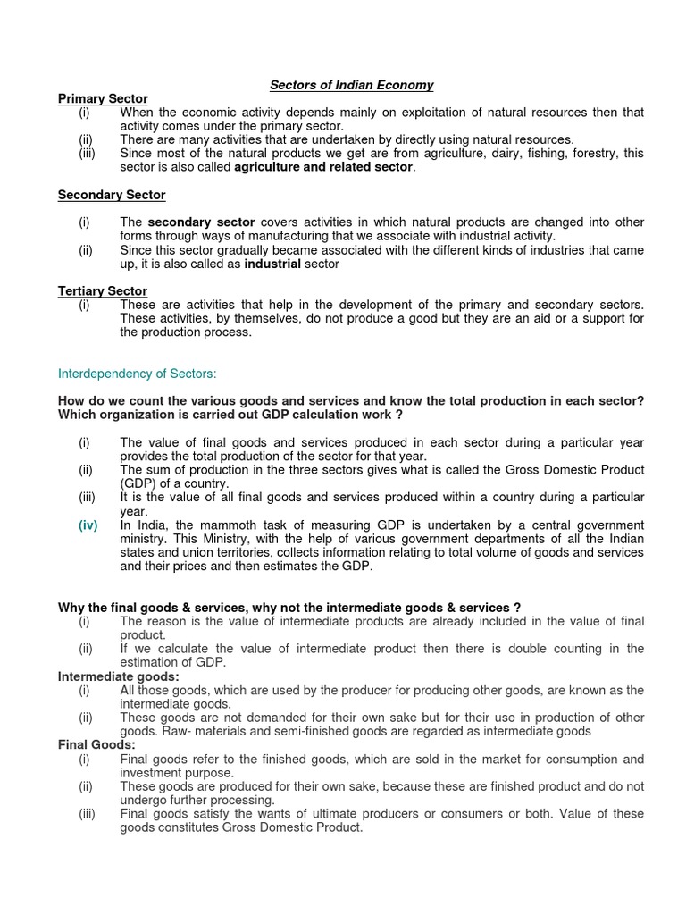 Sectors of the Indian Economy Explained | PDF | Economic Development ...